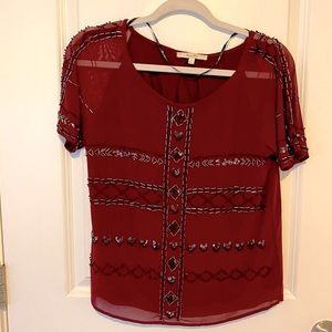 Miss Me Beaded Short Sleeve Top
